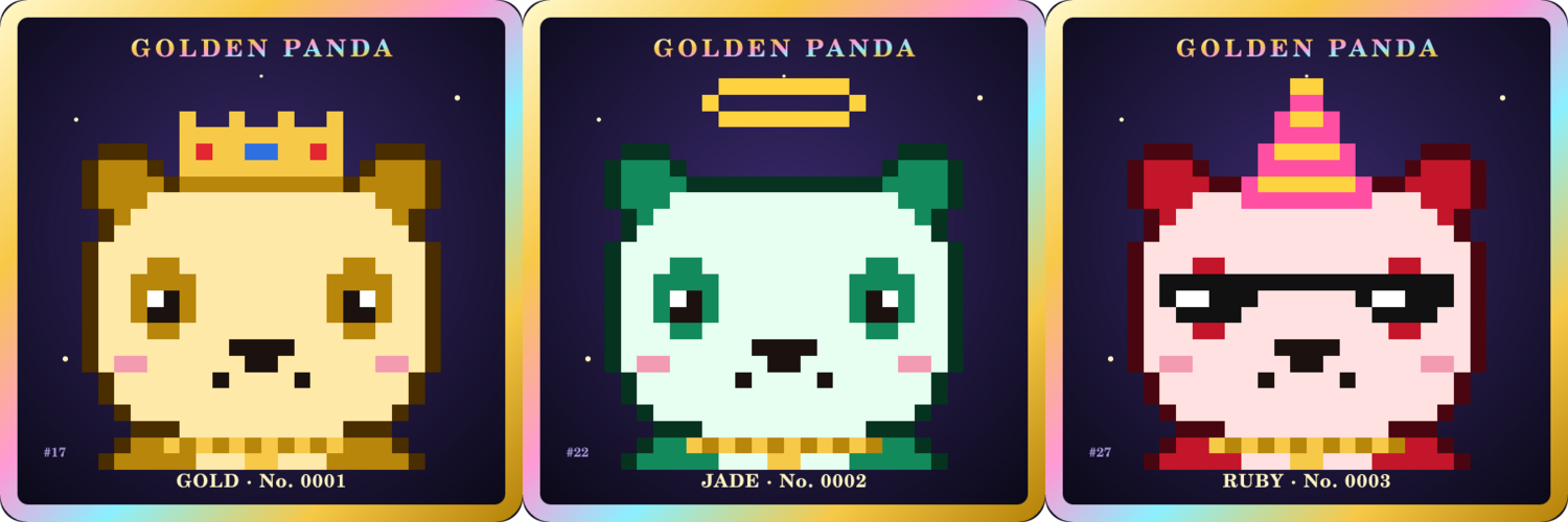 Gold, Jade and Ruby Golden Pandas